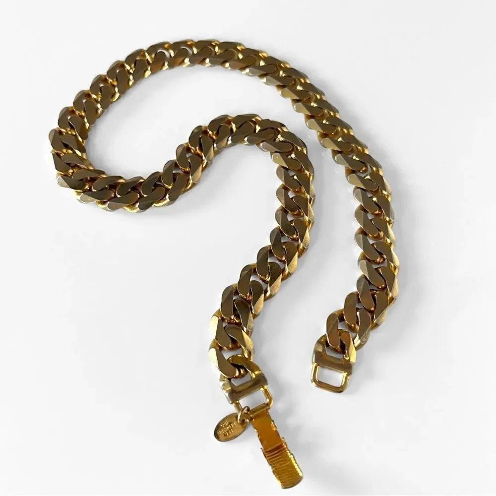 Vintage Les Bernard Chunky Gold Wheat Chain Necklace